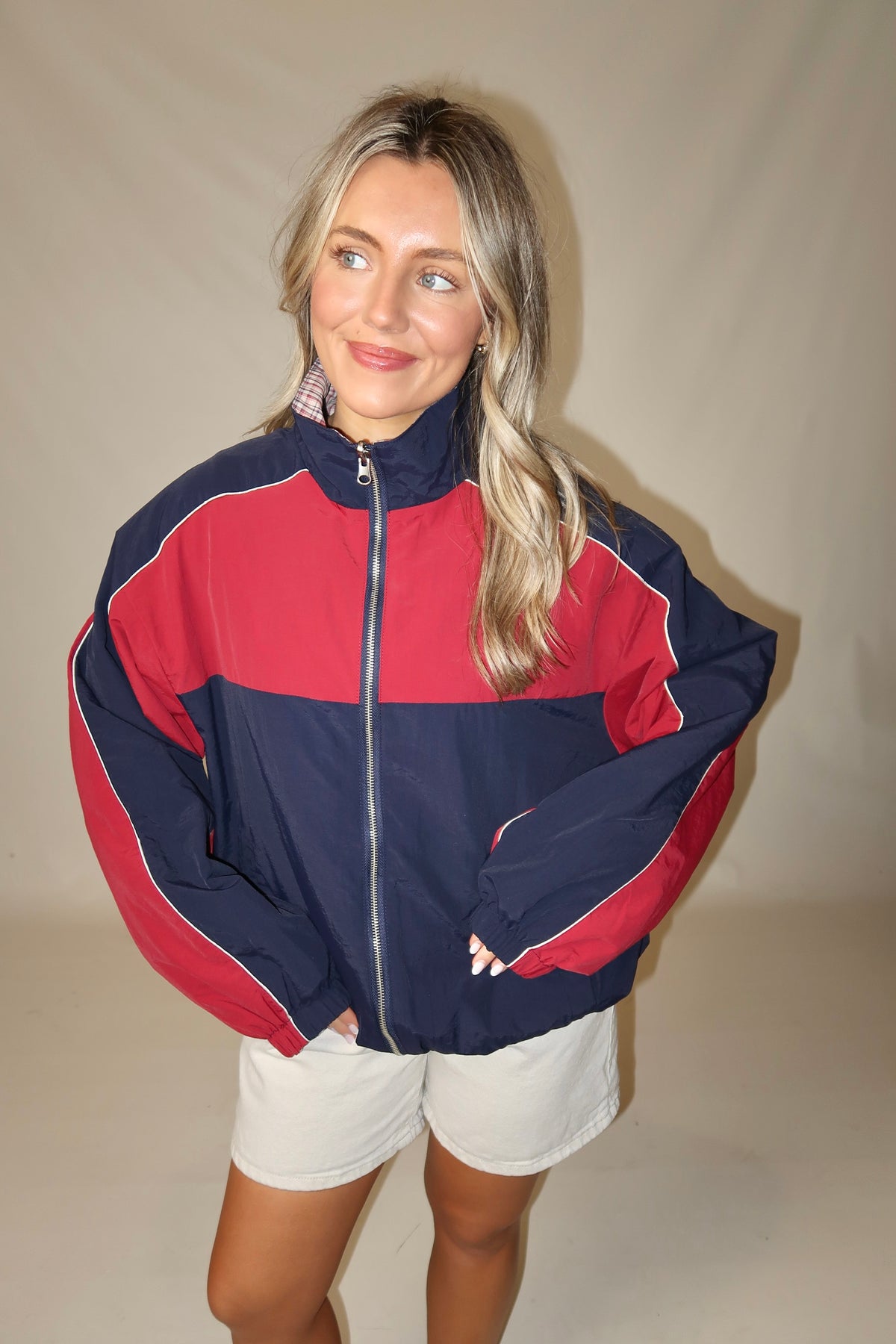 Whitney Reverse Wind Breaker- Navy Combo