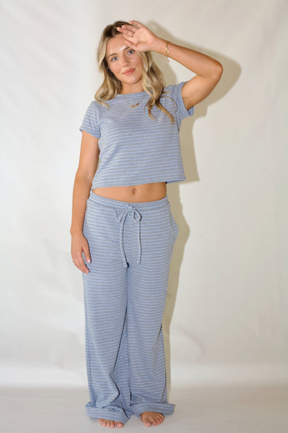 Jetsetter Striped Pants- Gray/Blue
