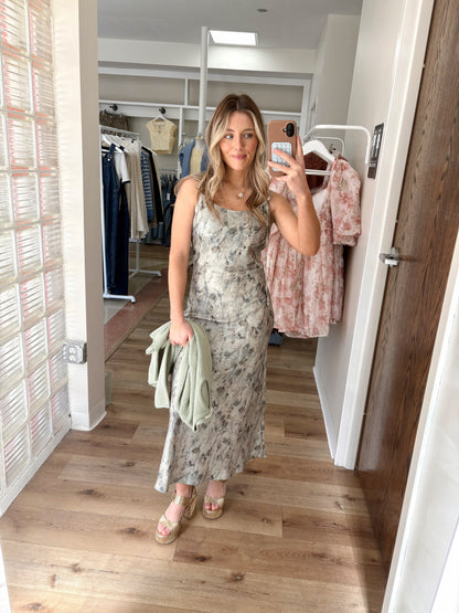 Alisha Midi Dress- Green Floral