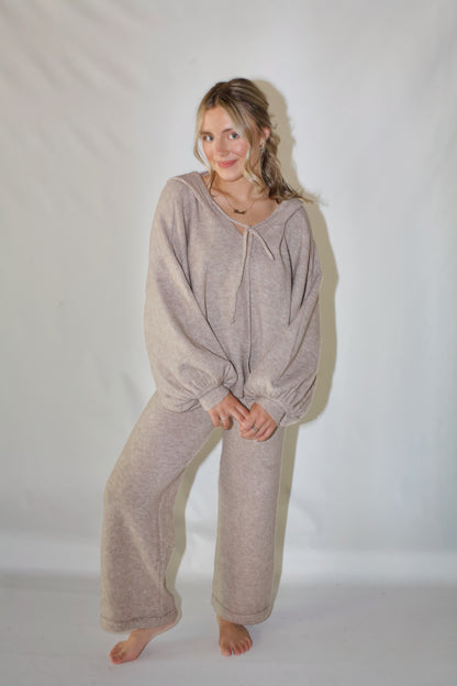 Riley Sweater Pants- Heather Mocha