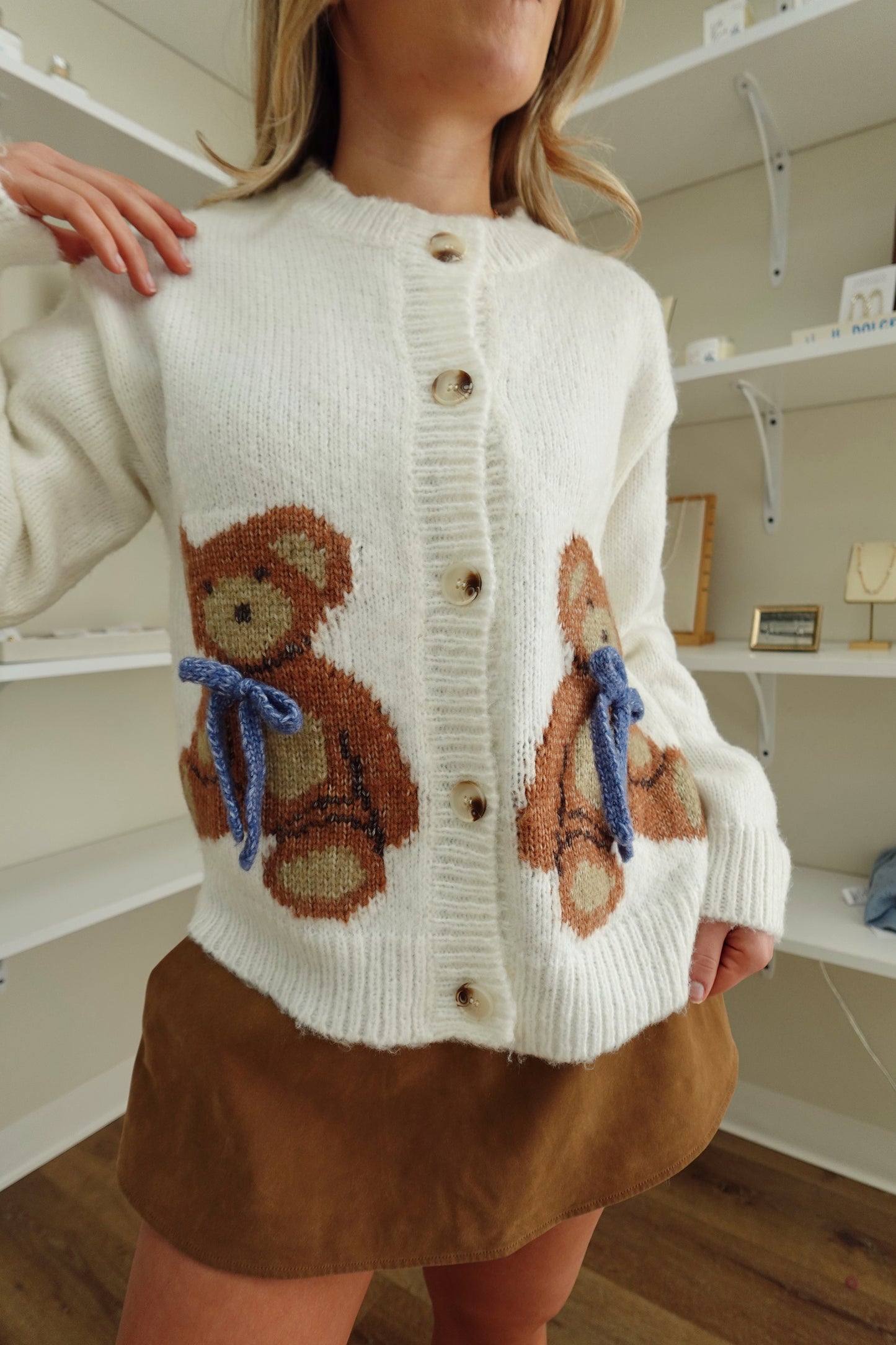 Teddy Cardigan- White