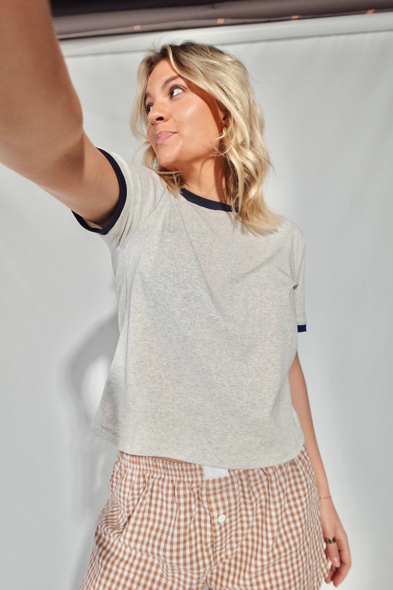 Ringer Tee- Heather Grey/Navy