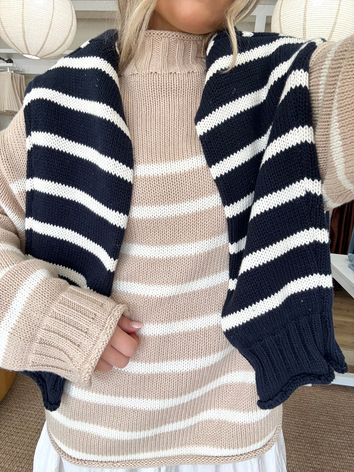 Noel Roll Neck Sweater- Cream