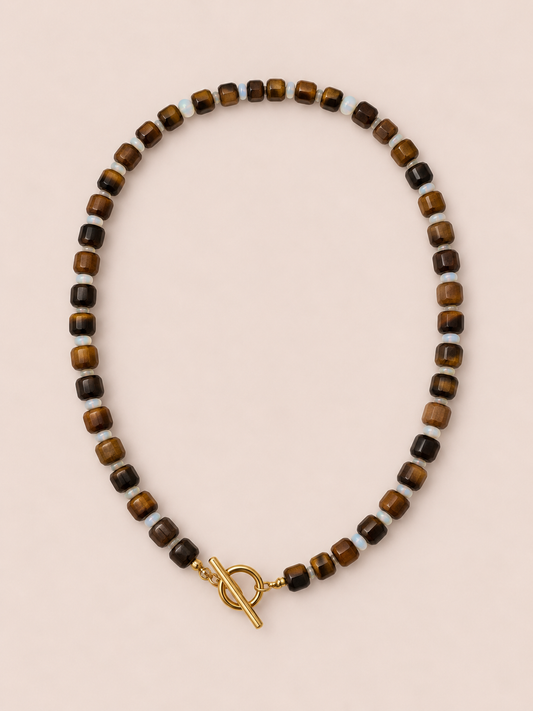 Meant To Be Beaded Toggle Necklace- Brown Combo