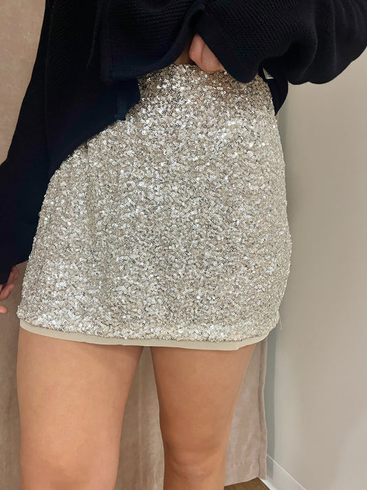 Lexi Sequin Mini Skirt- Champagne