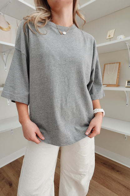 Perfect Oversized Tee- Heather Grey