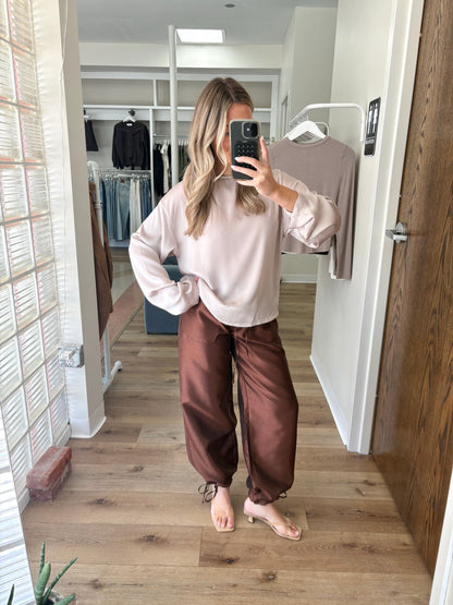 Willow Taffeta Pants- Chocolate