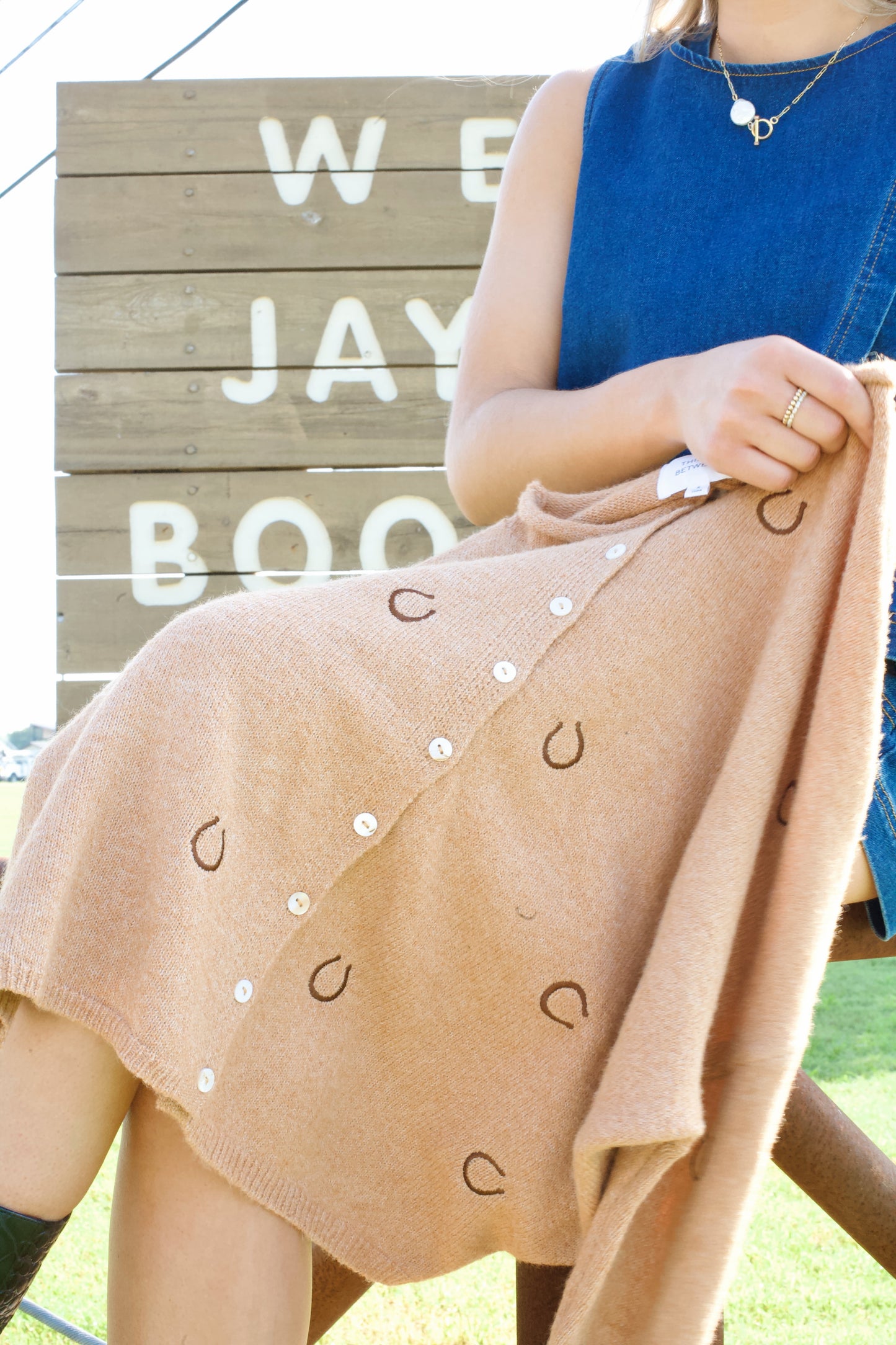 Lucky Horseshoe Piper Cardi- Camel Brown Multi