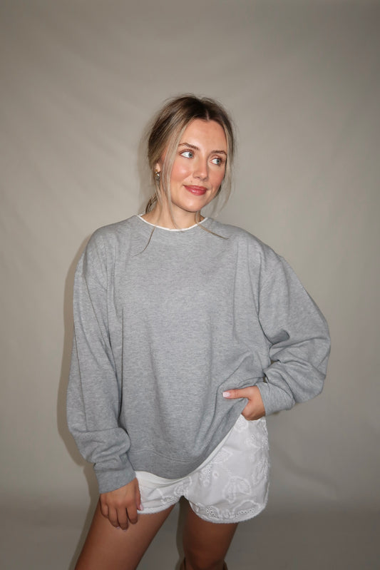 Colby Layered Crew Neck- Grey