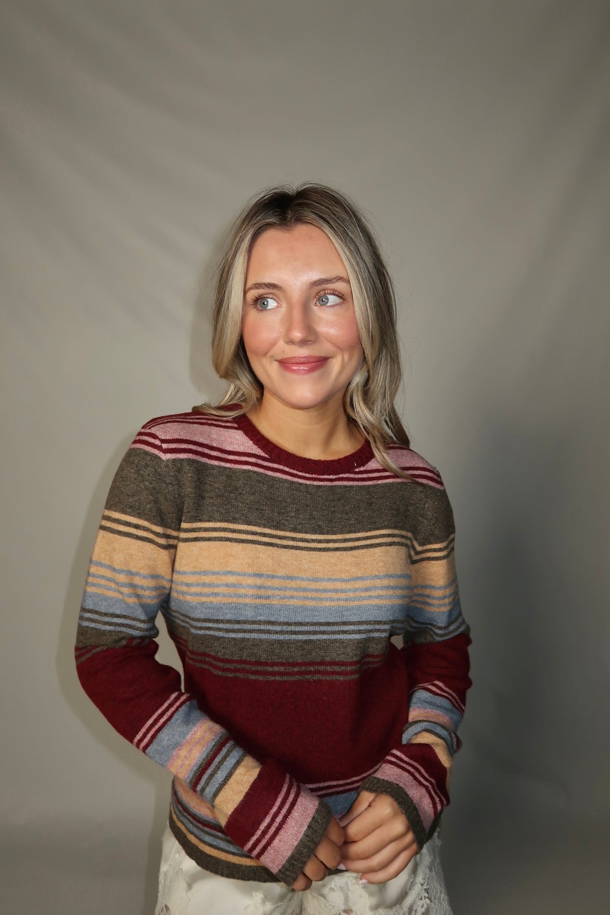 Smitten Sweater- Burgundy Multi