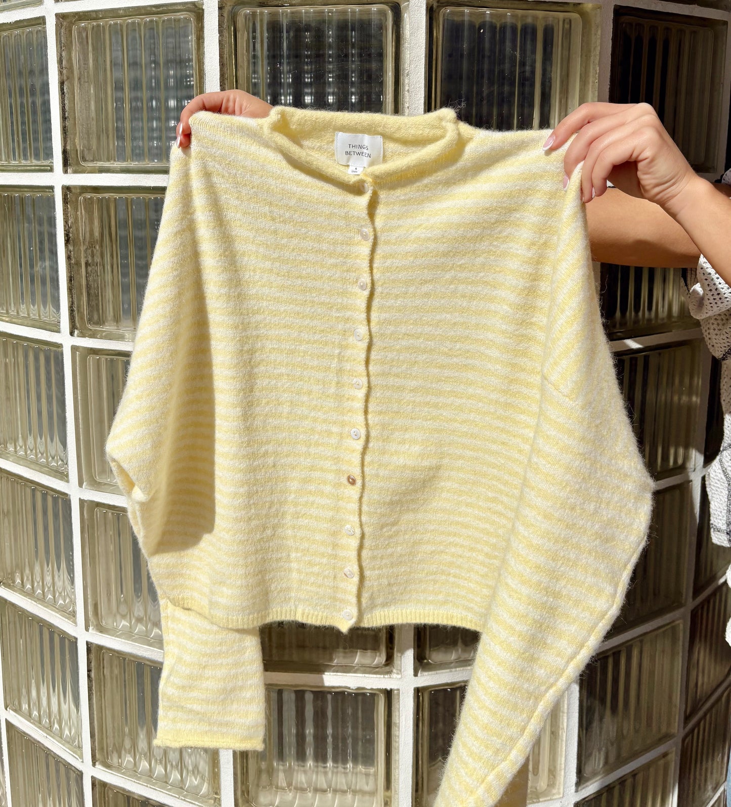 Piper Cardigan- Striped Butter/White