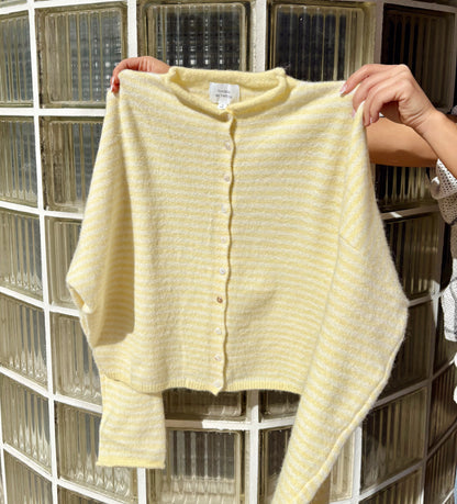 Piper Cardigan- Striped Butter/White