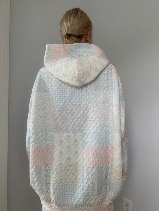 Sabrina Quilted Hoodie- Pastel Blue Multi