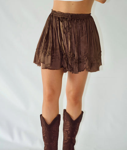 Third Charm Mini Skirt-French Chocolate