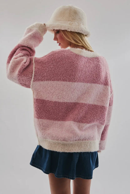 Hayden Henley Sweater Top- Pink Multi