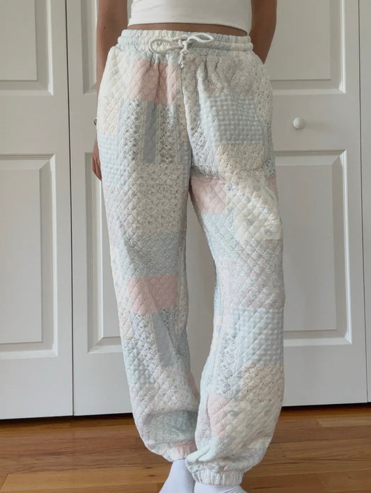 Sabrina Quilted Joggers- Pastel Blue Multi