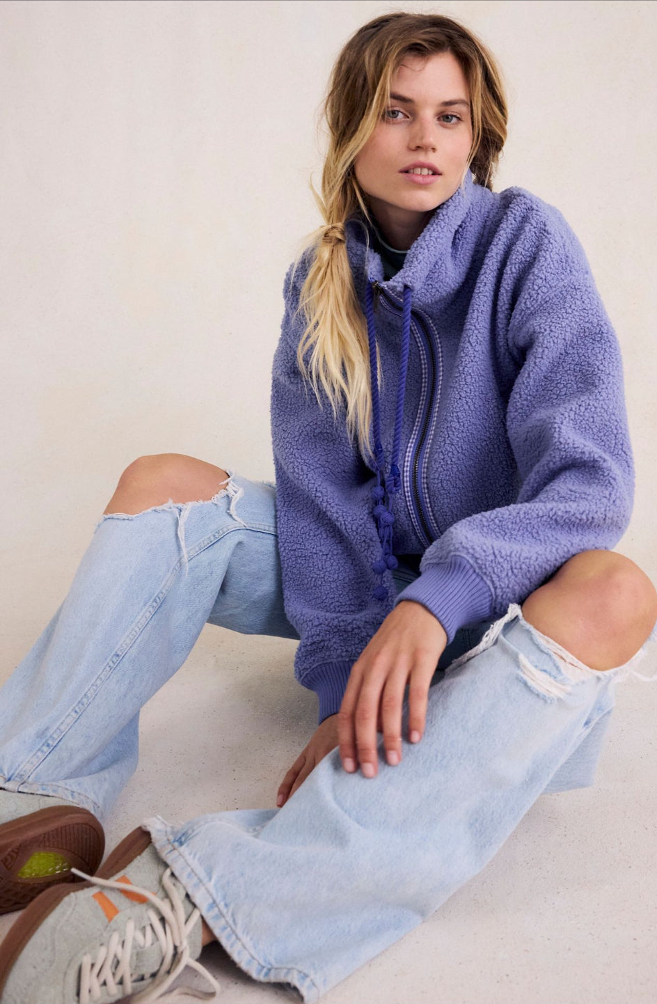 Alpine Sherpa Zip-Up- Periwinkle