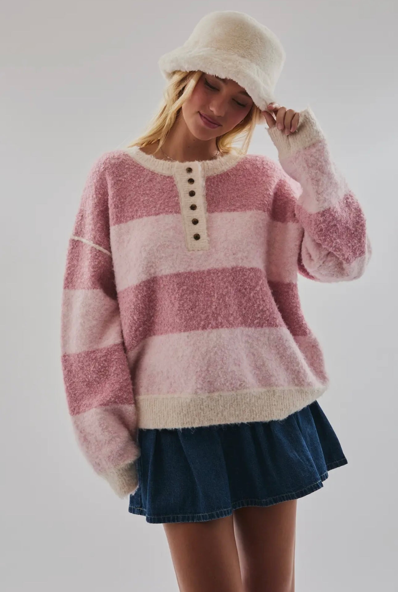 Hayden Henley Sweater Top- Pink Multi