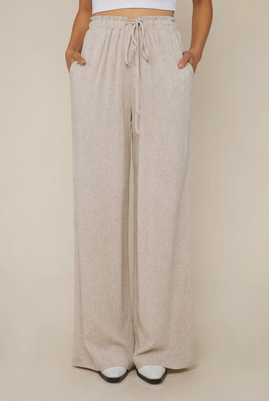 Cove Wide Leg Linen Pants-Natural