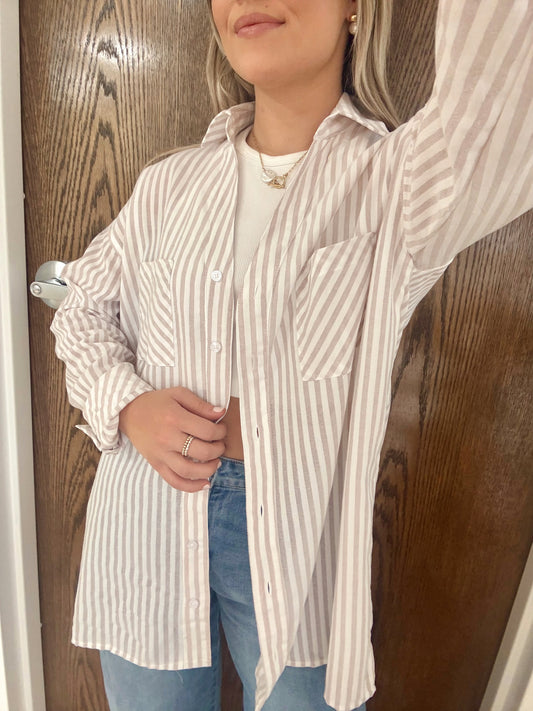 Tyler Button-up- Rosy Beige