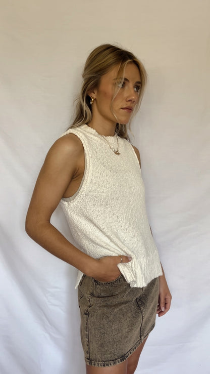 Whitney Weaved Tank- Cream