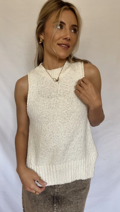 Whitney Weaved Tank- Cream