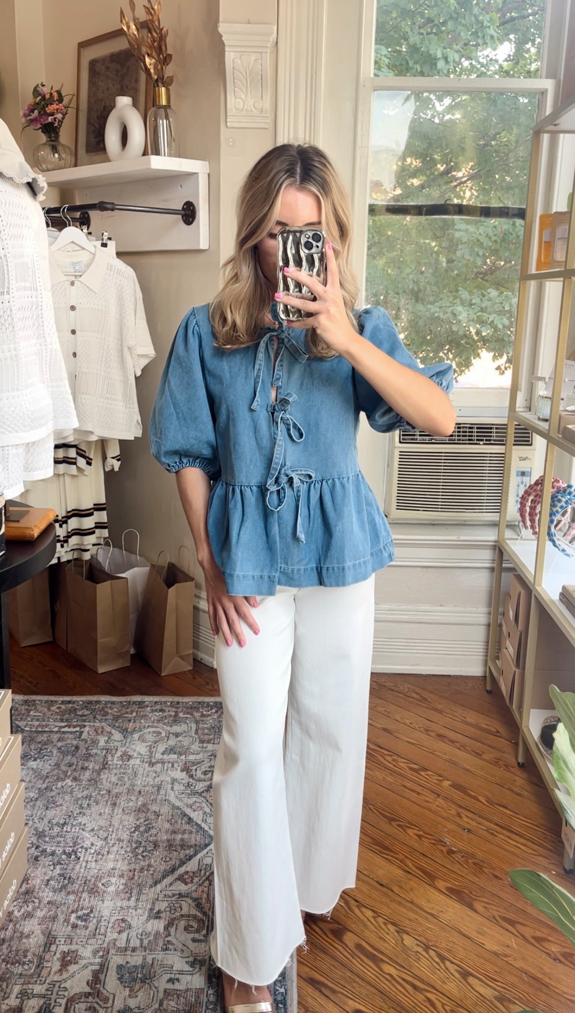 True To You Peplum Top- Denim