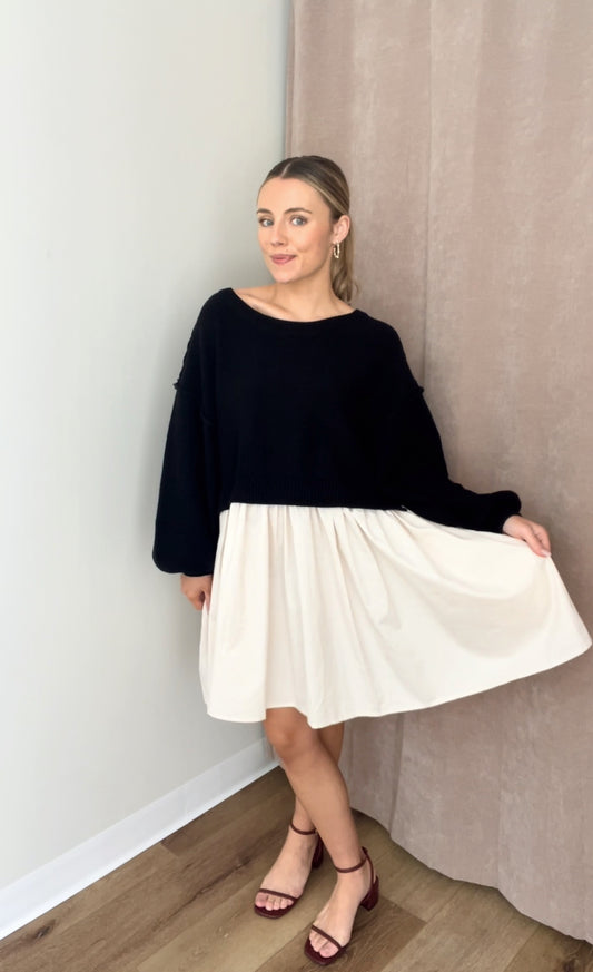 Amelia Sweater Dress- Black