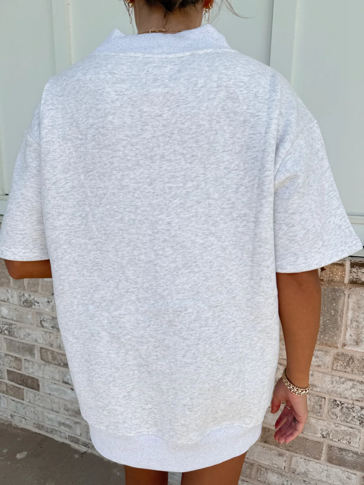 USA Flag Mockneck Short Sleeve- Heather Grey