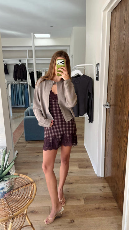 Marlo Buckle Cardigan- Taupe