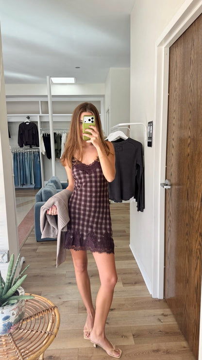 Rachel Mini Dress-Espresso/Plum