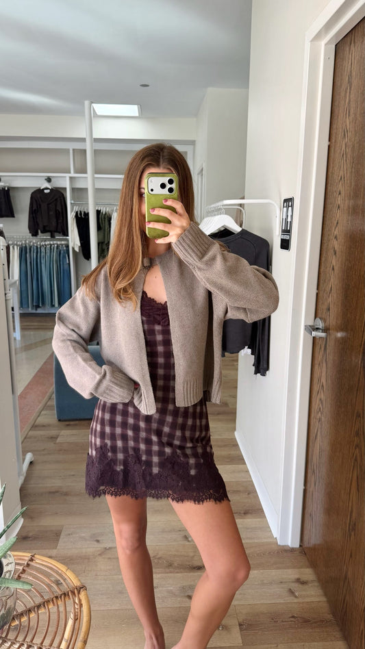 Marlo Buckle Cardigan- Taupe