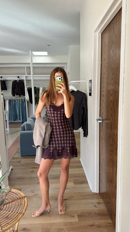 Rachel Mini Dress-Espresso/Plum
