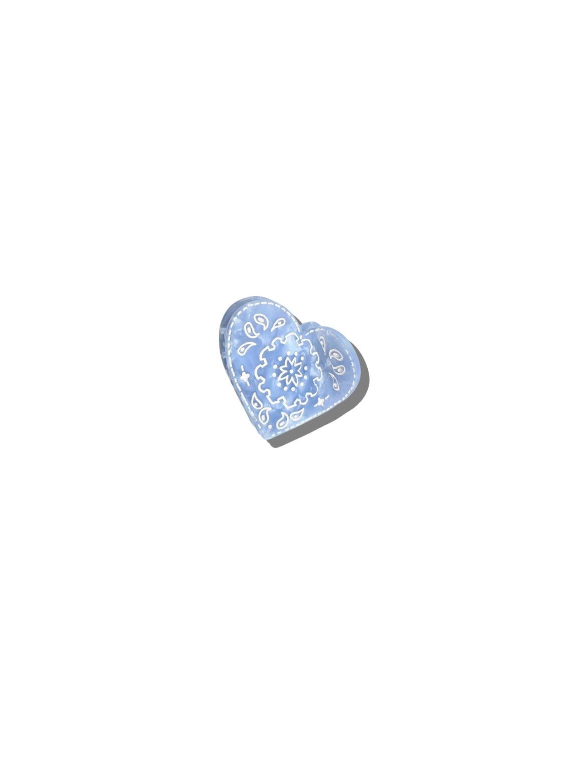 Mini Paisley Heart Claw Clip-Baby Blue