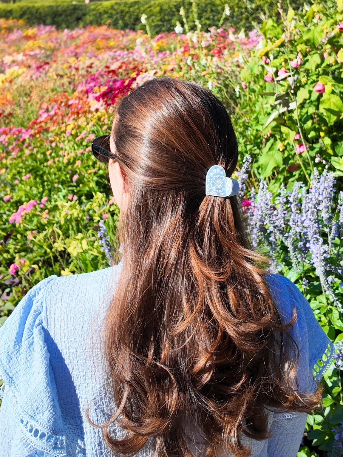 Mini Paisley Heart Claw Clip-Baby Blue
