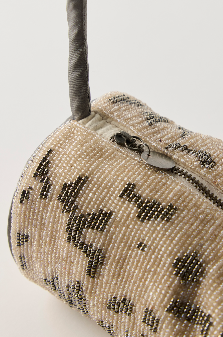 Bailey Beaded Barrel Bag-Ivory
