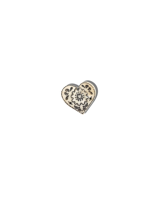 Mini Paisley Heart Claw Clip-Balck/White
