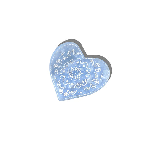 Paisley Heart Claw Clip-Blue