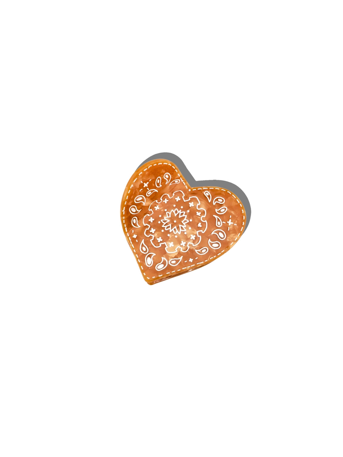 Paisley Heart Claw Clip-Brown