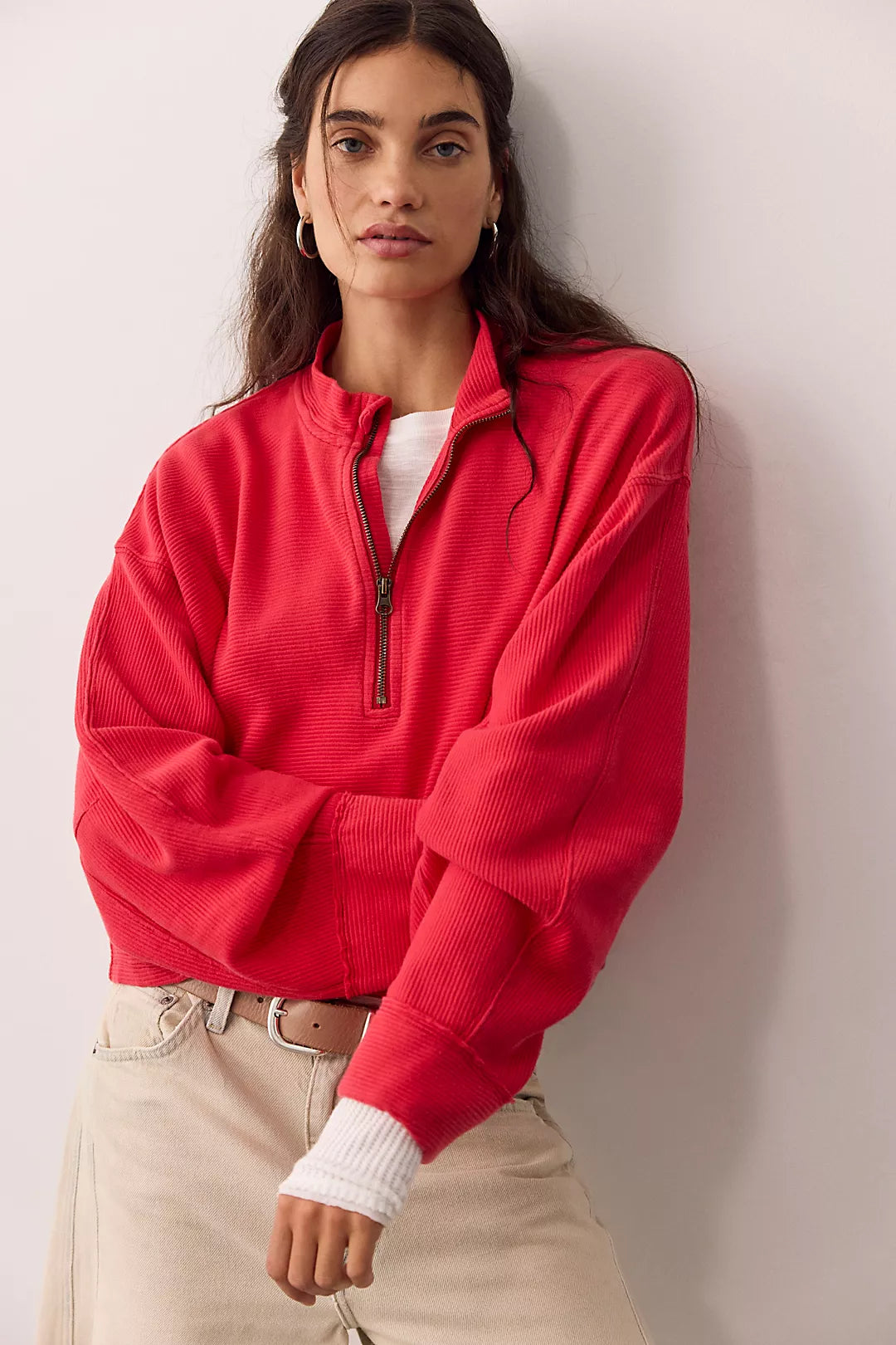 Celeste Quarter Zip- Salsa