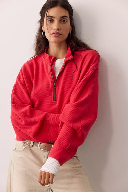 Celeste Quarter Zip- Salsa