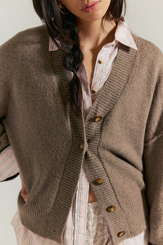 Cool Of The Night Cardi- Mocha Melange