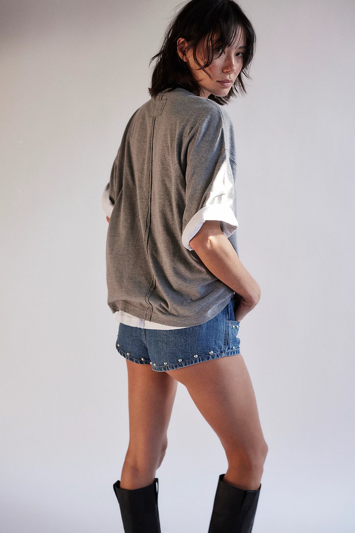 Perfect Oversized Tee- Heather Grey