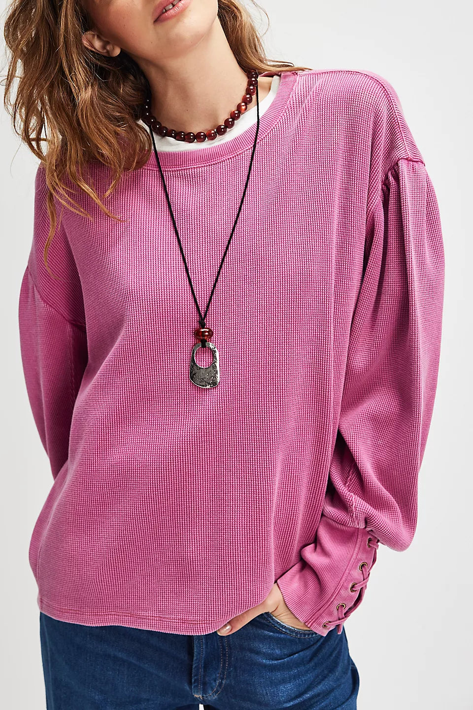 We The Free Lapis Cuff Long Sleeve- PlumDrop