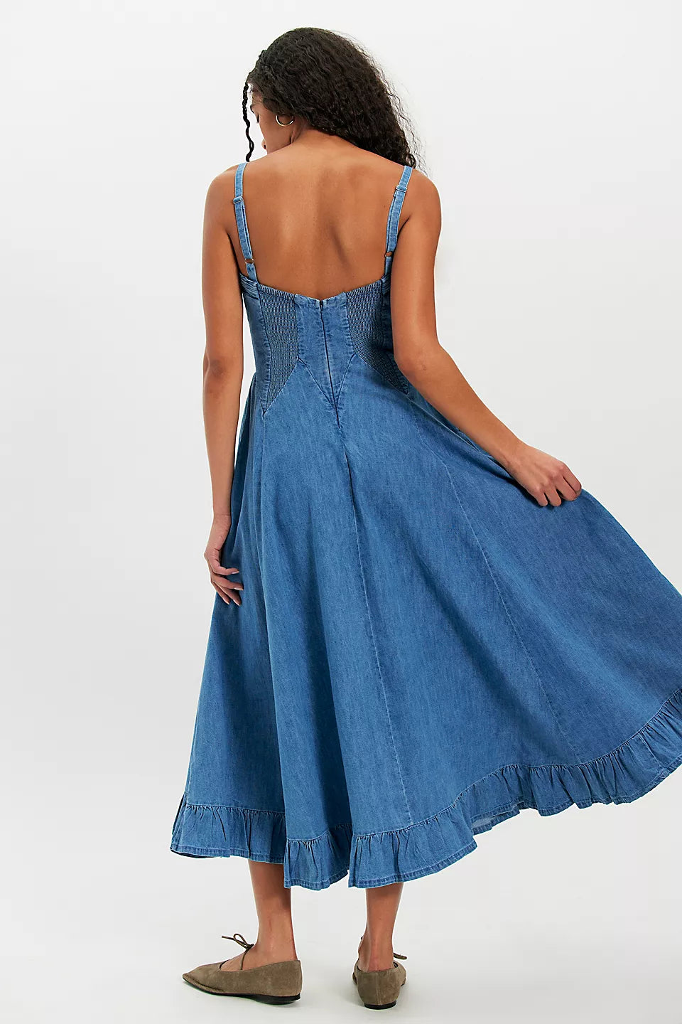Another Season Denim Midi Dress- Boardwalk Blue