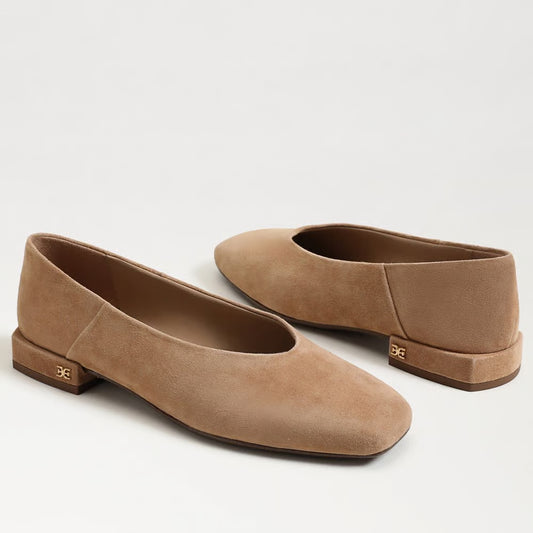 Kasey Square Toe Ballet Flats- Cyprus Tan Suede