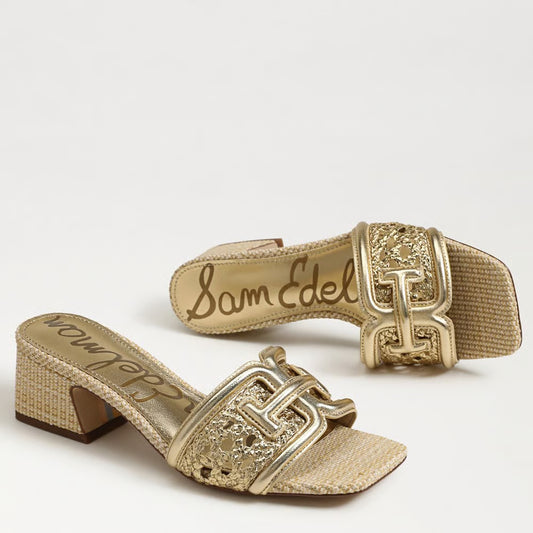 Waylon Weave Slide Sandle- Amber Gold Leather