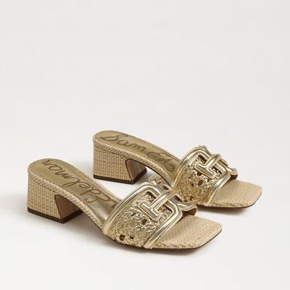 Waylon Weave Slide Sandle- Amber Gold Leather