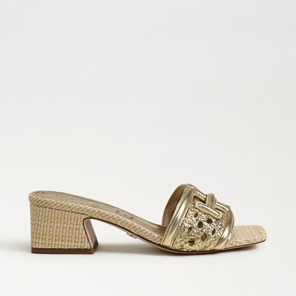 Waylon Weave Slide Sandle- Amber Gold Leather