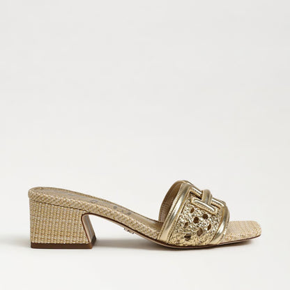 Waylon Weave Slide Sandle- Amber Gold Leather